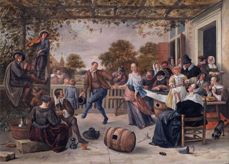Jan Steen A terrace with a couple dancing to a pipe and fiddle oil painting image
